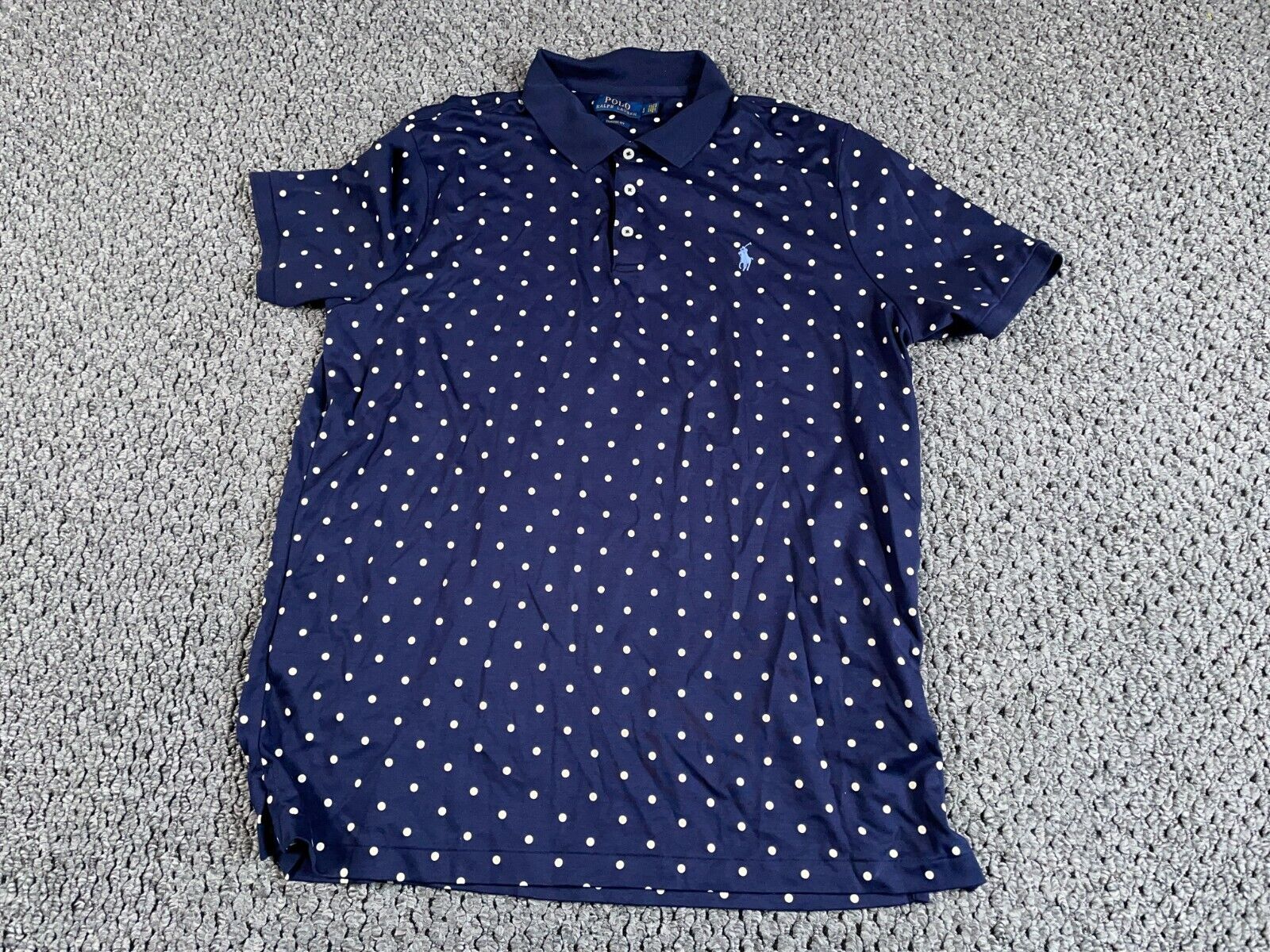 poka dot blue ralph lauren polo shiurt